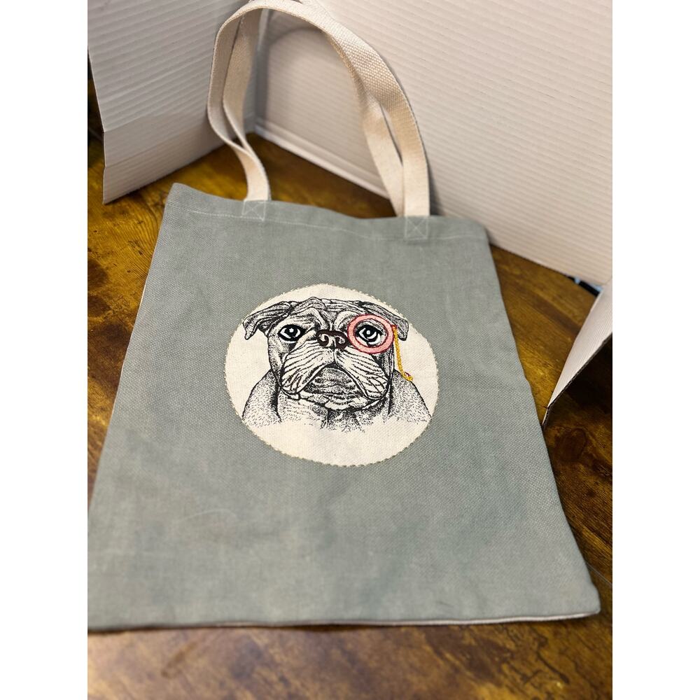 One hundred 80 degrees Cotton canvas tote bag Frenchie 0975